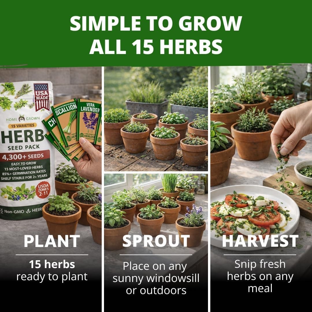 Culinary Herb Seed Vault – 15 Varieties, 4,300+ High Germination Seeds Included