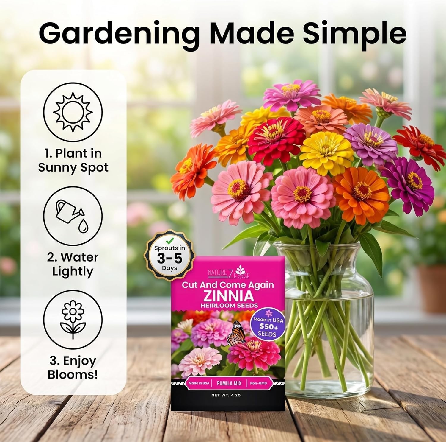 Zinnia Seeds for Planting Outdoors, Flower Seeds, Bulk Semillas De Flores par…
