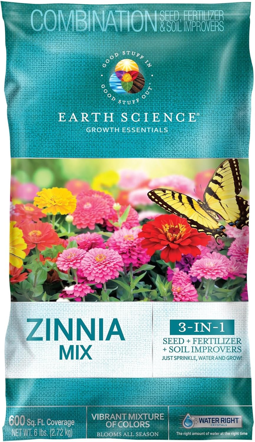 Zinnia Wildflower Mix for 2026—6Lb – 3-In-1 Seeds Plant Food & Soil Conditioner
