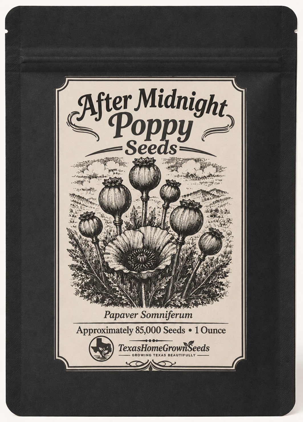 85,000 – 1 Ounce | After Midnight P. Somniferum Poppy Seeds -92% Germ Bulk Seed