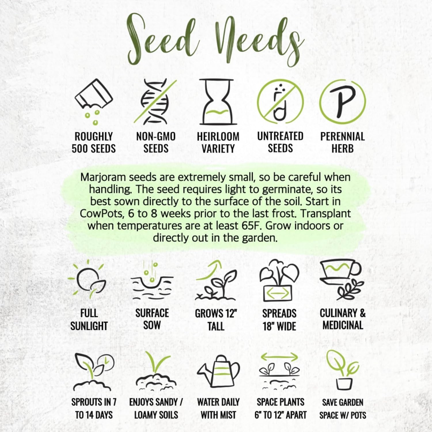 Sweet Marjoram Seeds for Planting – Heirloom, Non-GMO & Untreated – Perennial…