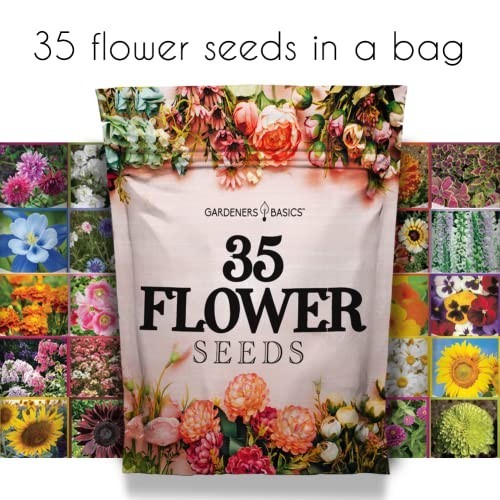 35 Flower Seed Packets – Perennial, Annual & Wildflower Seeds for Bees & Butterf
