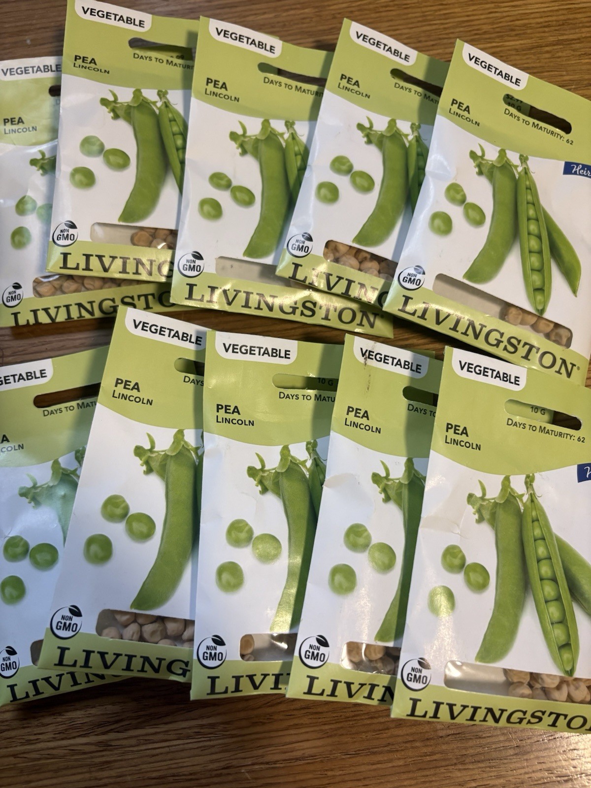 10 PACKS OF 10G Livingston Seed Company Lincoln Pea Non-GMO Vegetable Seeds
