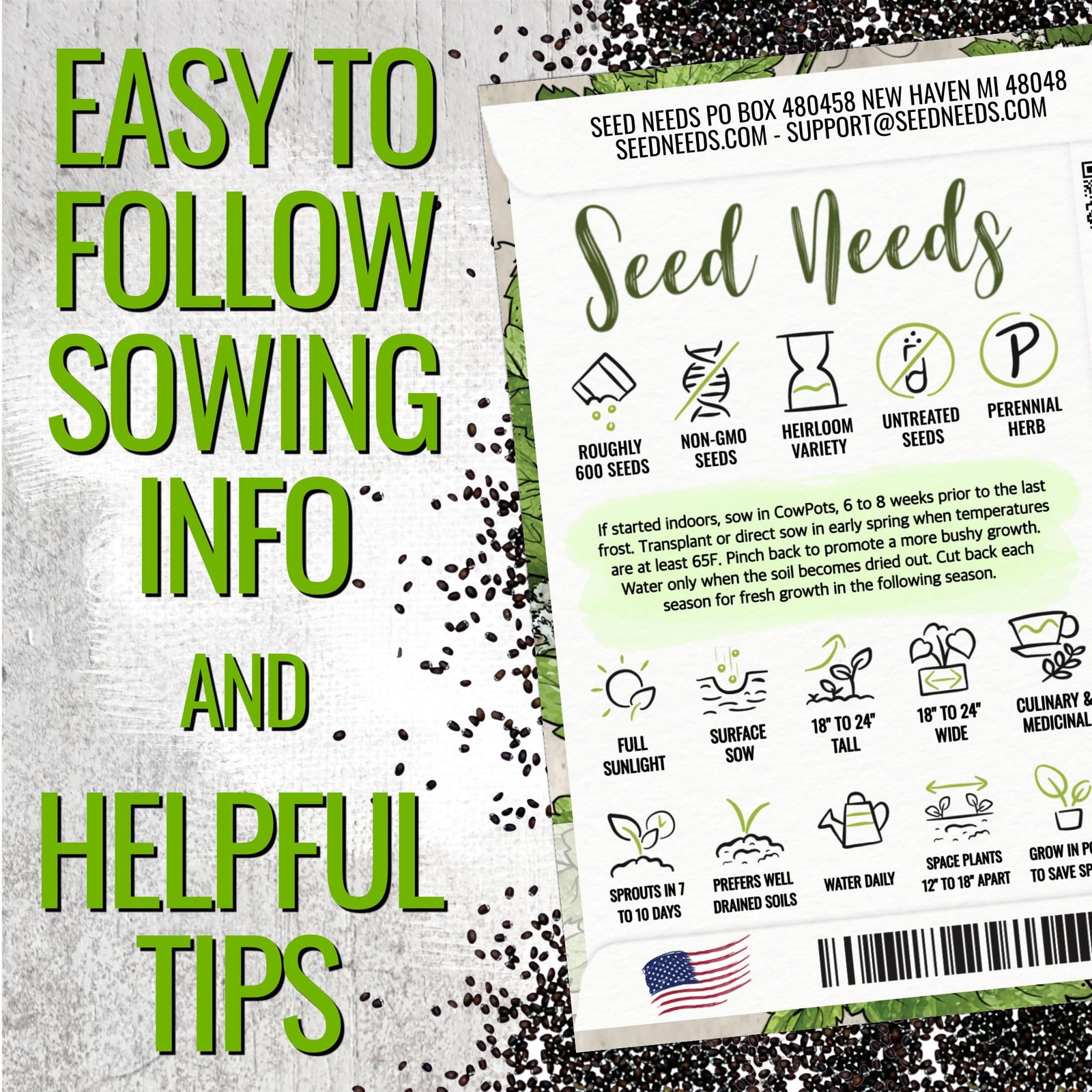 Catnip Seeds for Planting – Non-GMO Heirloom Herb Seed for Home Garden (5 Packs)