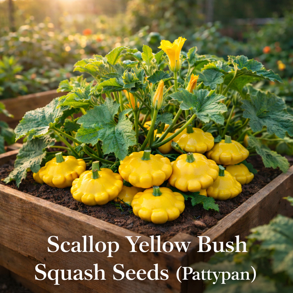 Scallop Yellow Bush Squash Seeds (Pattypan) – Heirloom Summer Squash – 25 seeds