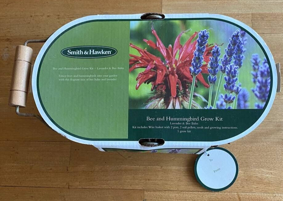 Smith & Hawken Grow Kit Lavender & Bee Balm Wire Basket 2 Pots Seeds 2 Soil Pell