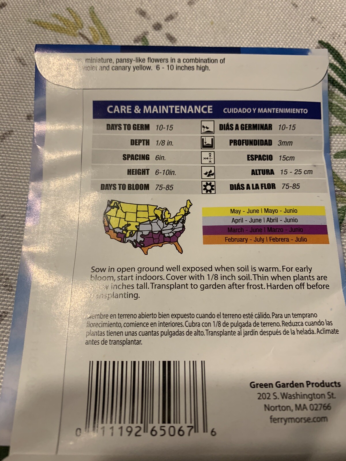 Ferry Morse Johnny Jump Up Viola Helen Mount Flower Seed Seeds Packet Part Shade