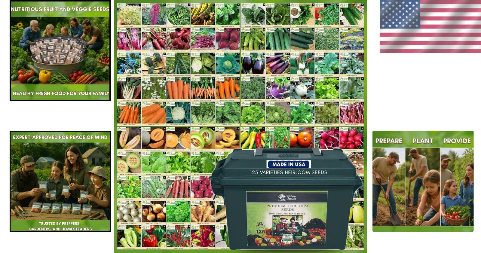 Vegetable Seed Pack – 125 Heirloom Varieties, Non-GMO, 25- Viability
