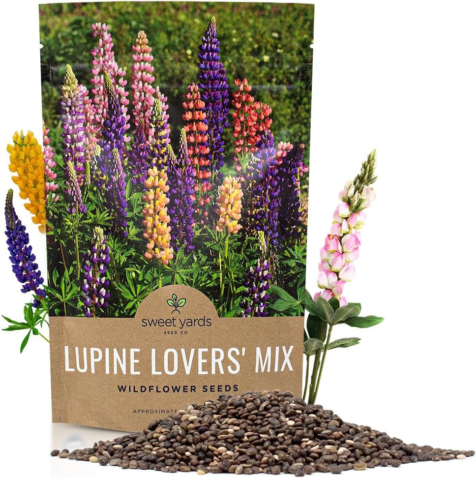 Lupine Wildflower Seed Mix – 1/4 lb Bag with 4,500 Untreated Seeds