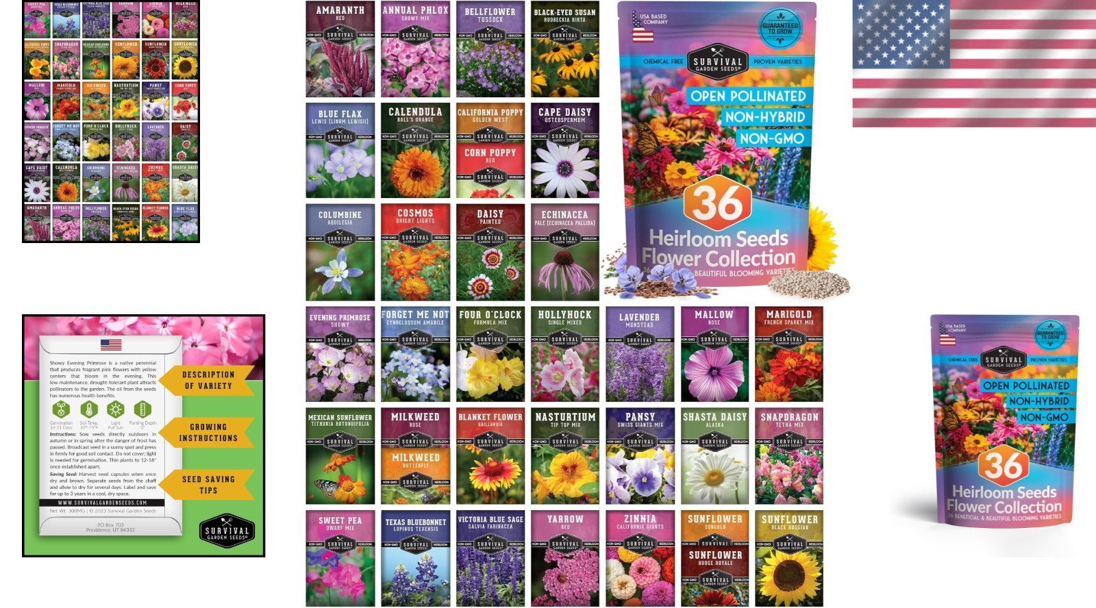 All-Season Flower Seeds Garden Kit – 36 Varieties to Attract Bees & Butterflies
