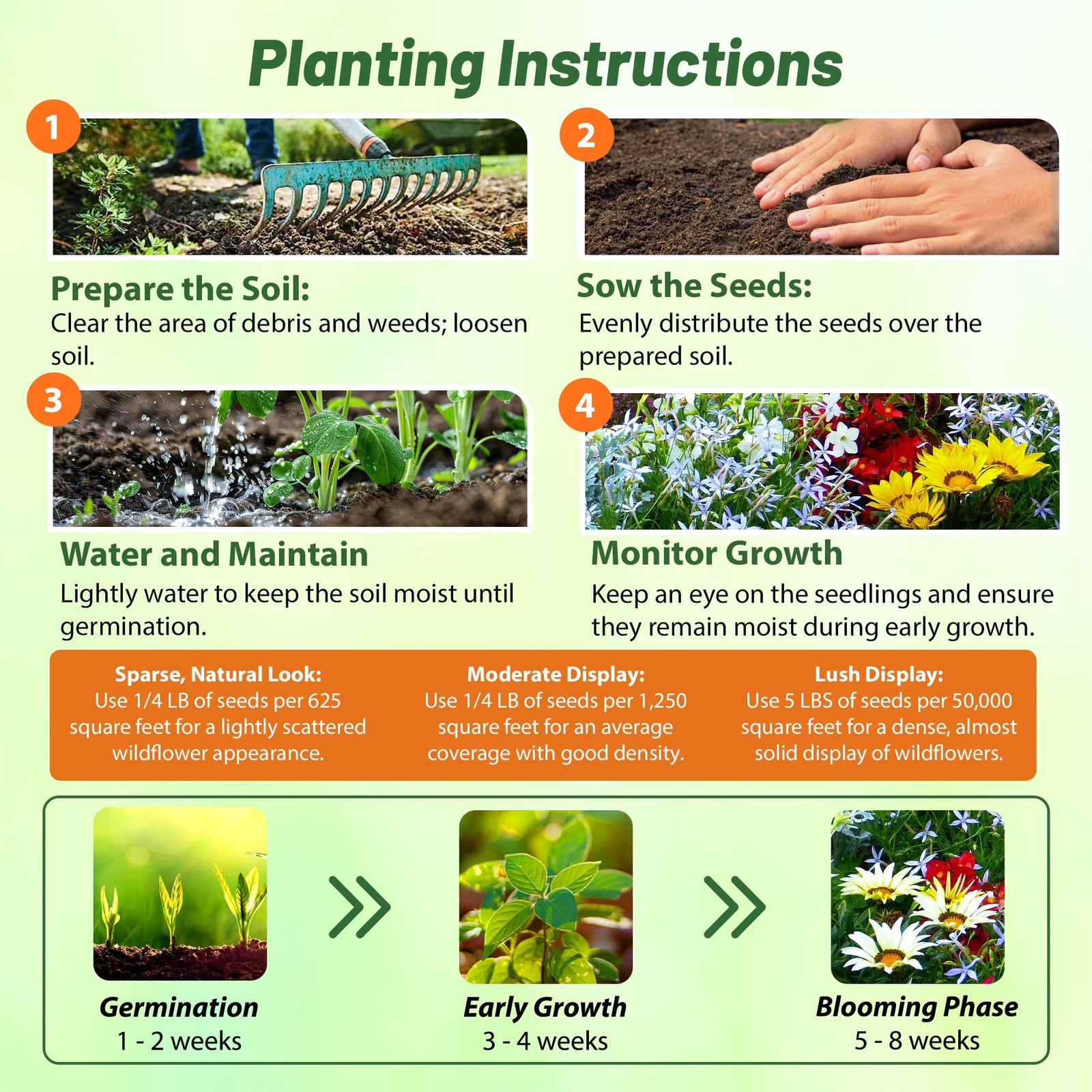 Low Growing Wildflower Seeds – 5 lbs Dwarf, & Short, Diverse Perennial & Annu…
