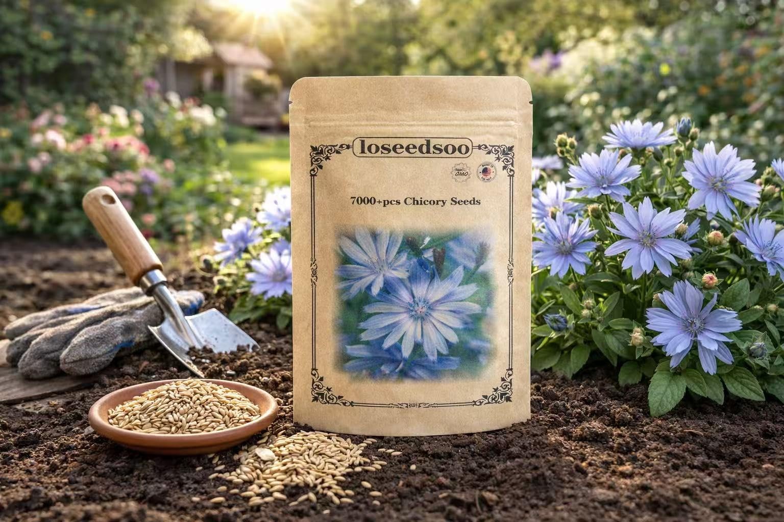 Chicory Seeds for Planting – Blue Wildflower Perennial, Attracts Pollinators