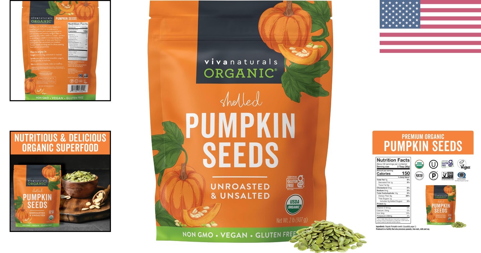 32 oz Organic Pumpkin Seeds – Nutrient-Rich Superfood, Iron & Fiber Source