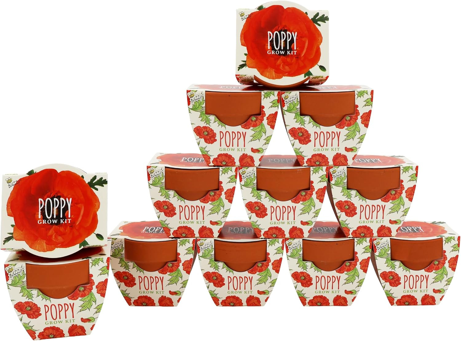 Seeds Poppy Grow Kit 12-Pack – Mini Terracotta Pot Grow Set – Complete Indoor/Ou