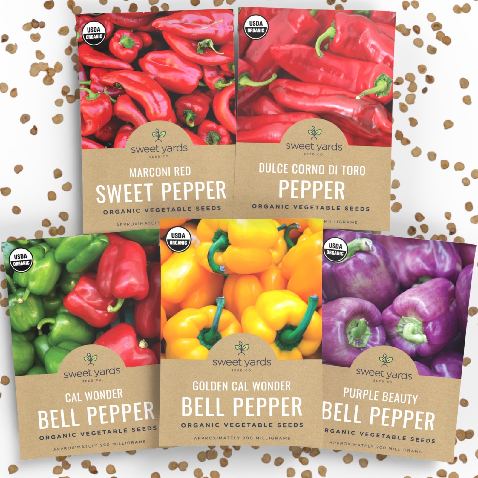 Organic Sweet Pepper Seeds Variety Pack – 5 Individual Packs – 2026 Season – …