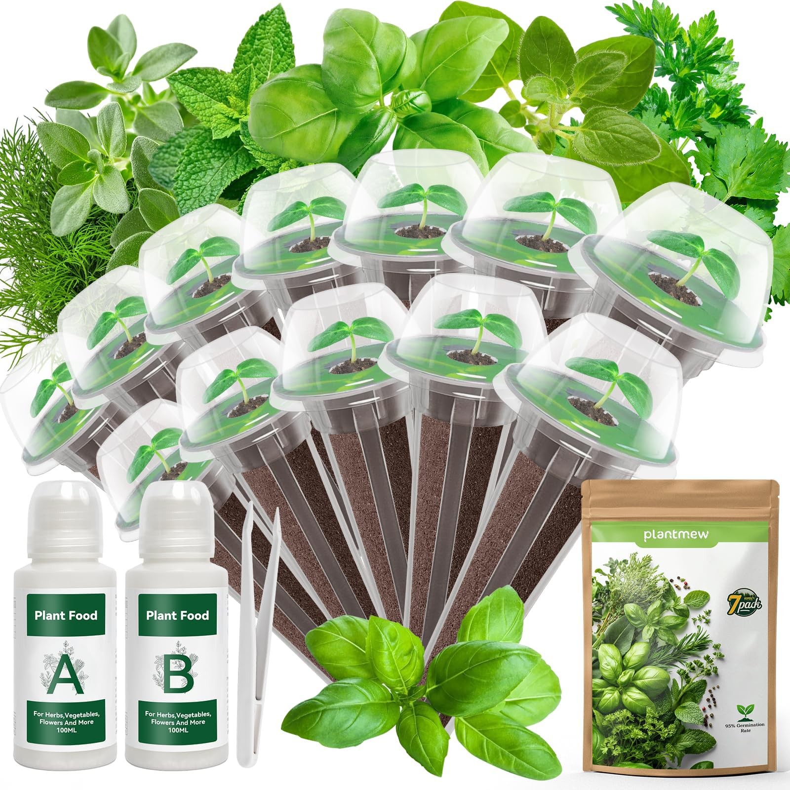 Gourmet Herb Seed Kit 12 Pods for Hydroponics Basil, Parsley, Mint & More