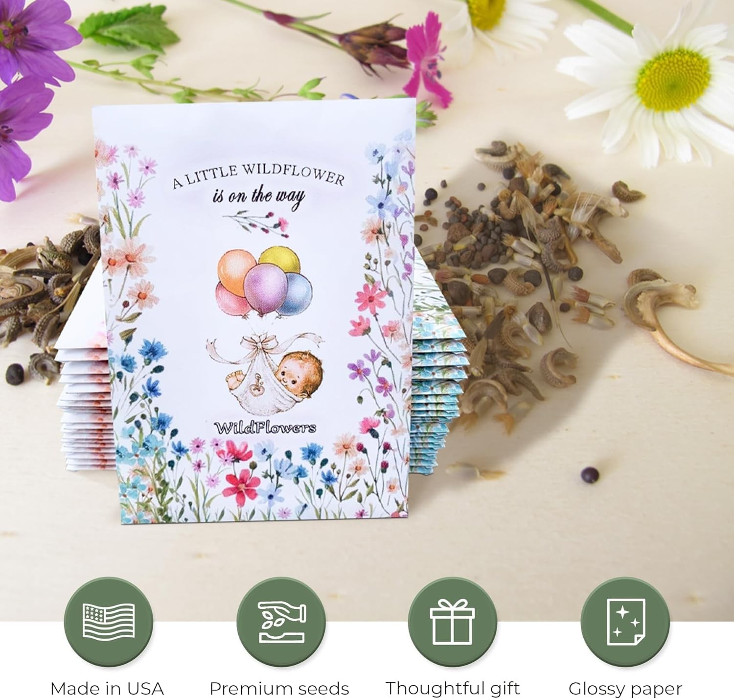 20 Wildflower Seed Packets – Baby Shower Favors for Guests – Gender Reveal Pa…