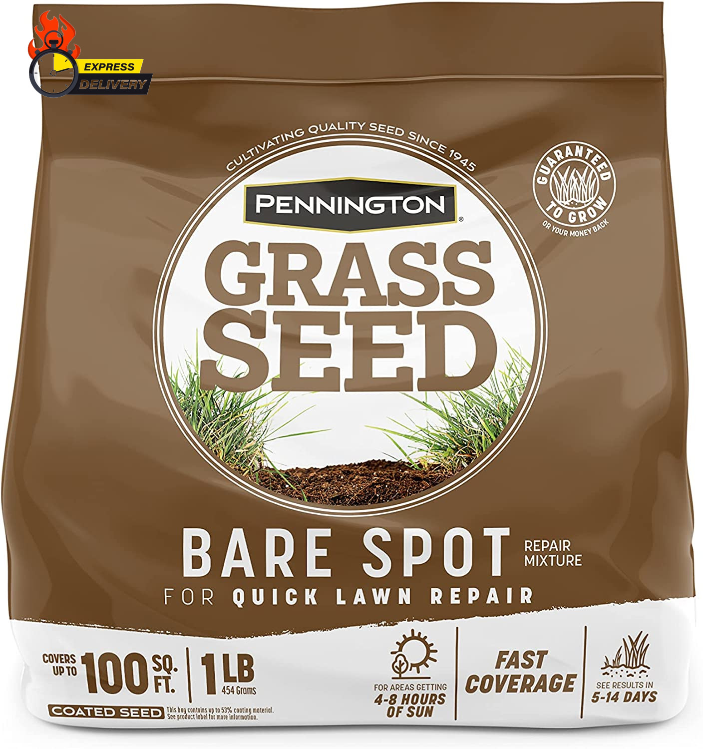 100536813 Bare Spot Repair Penkoted Grass Seed Mixture Central 1 Lb, Black Label