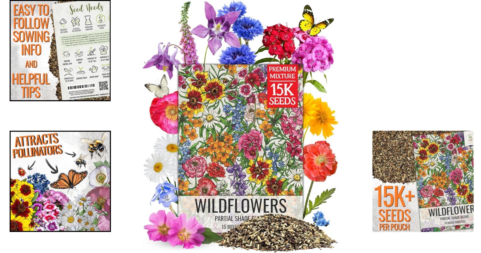 Shade Tolerant Wildflower Seed Mix – 1 Ounce, 14+ Varieties For Vibrant Gardens