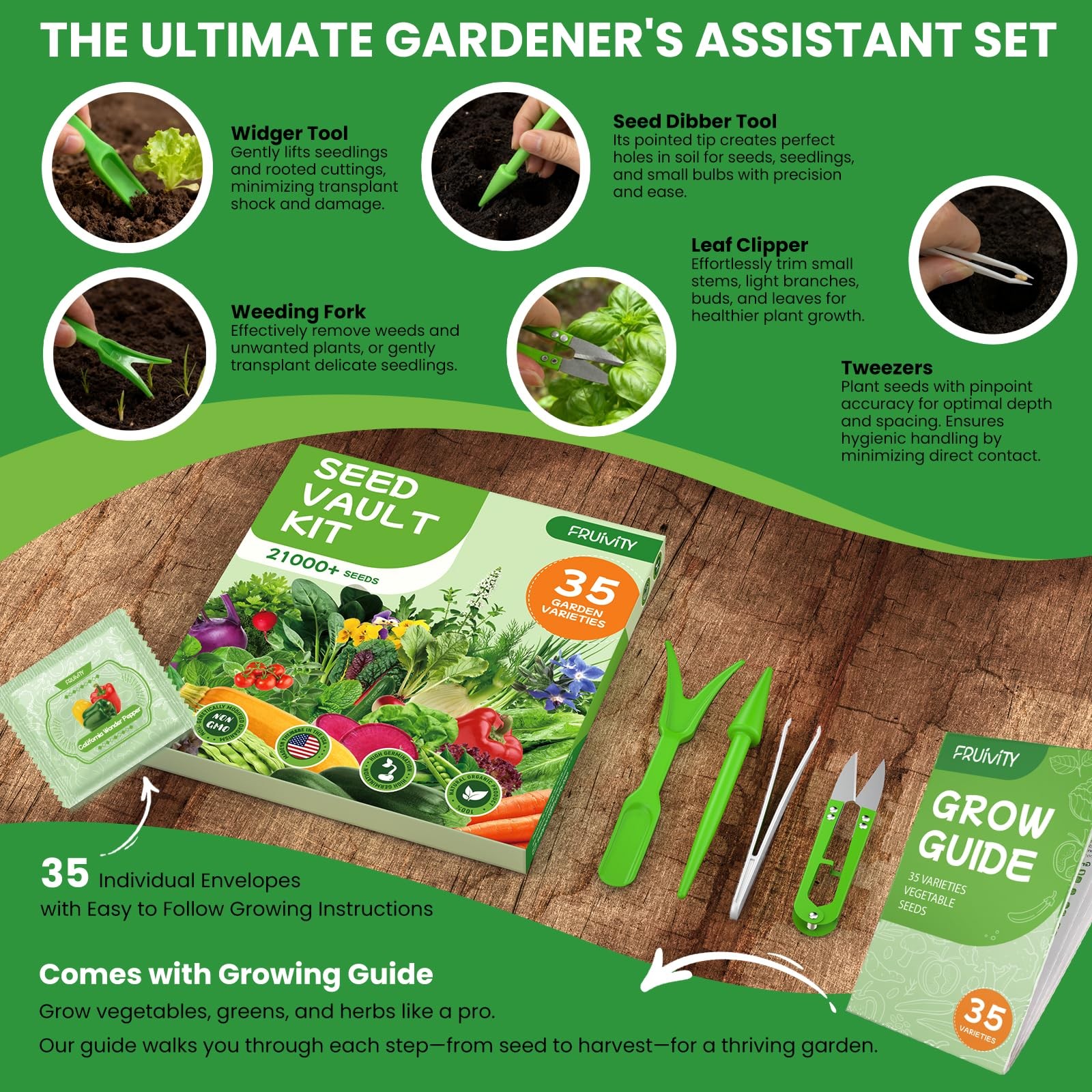 35 Heirloom Seeds Variety Pack – 21000+ Seeds for Planting Vegetables and Fru…