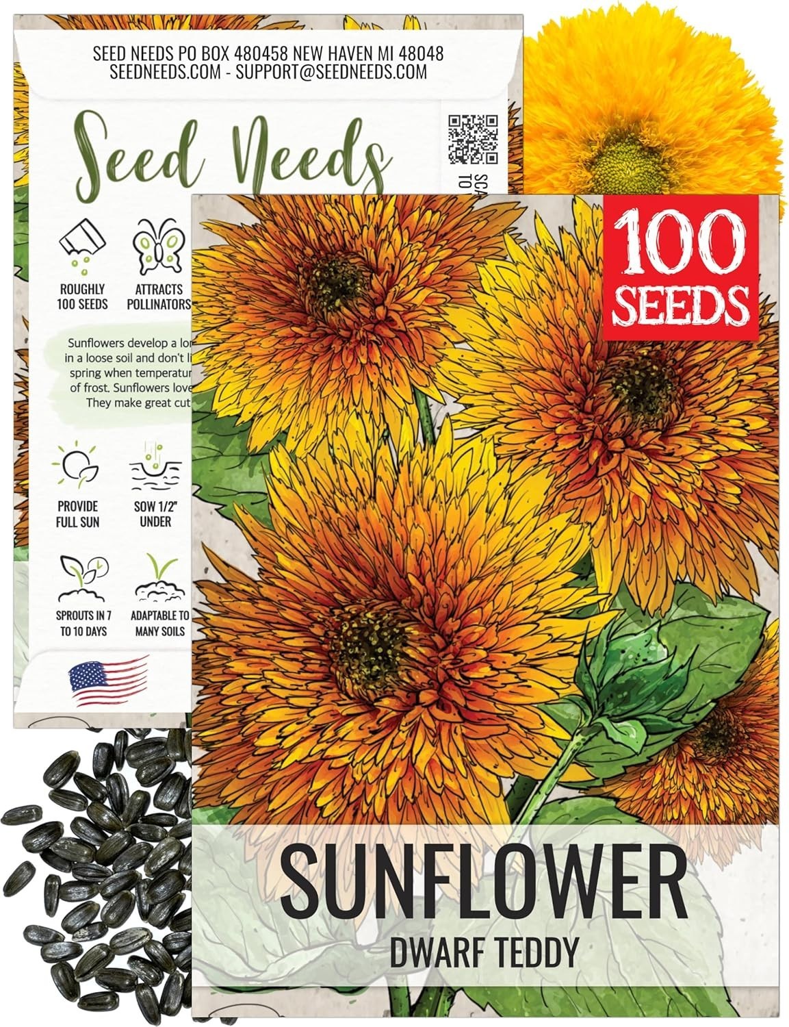 Compact Dwarf Sungold Sunflowers – 1 Pack of Heirloom Seeds for Small Gardens