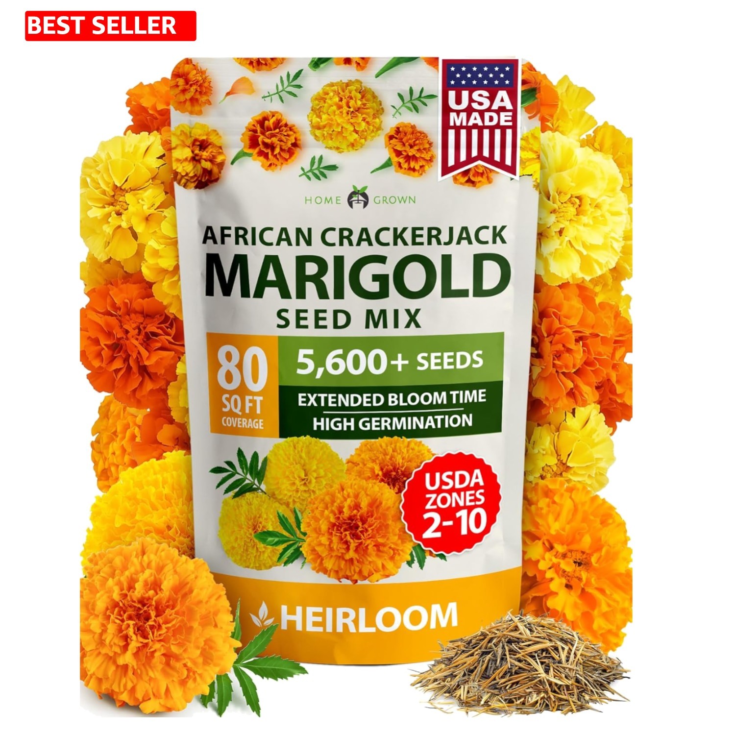 Bulk Crackerjack Marigold Flower Seeds – Perfect for Companions & Pollinators