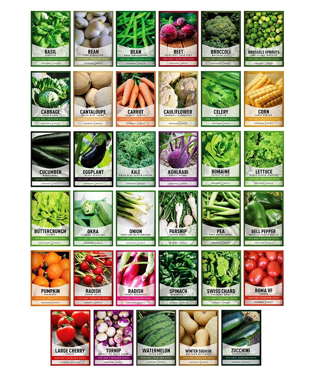 Survival Vegetable Seeds Garden Kit Over 16,000 Seeds Non-GMO and Heirloom, G…