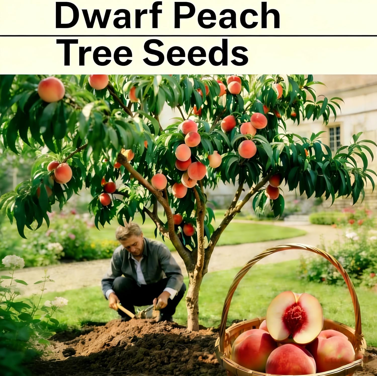Organic Dwarf Peach Seeds for Planting Outdoor, 5Pcs Perennial Organic Peachs Fr