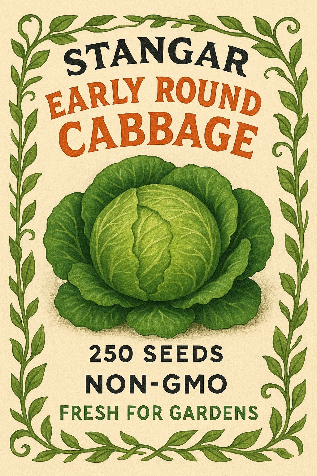 Stangar’s EARLY ROUND DUTCH CABBAGE 250 SEEDS NON – GMO FRESH FOR GARDENS 2026