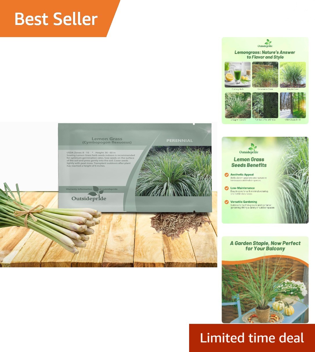 High Germination Lemon Grass Seeds – Aromatic Herb for Indoor & Outdoor Growing