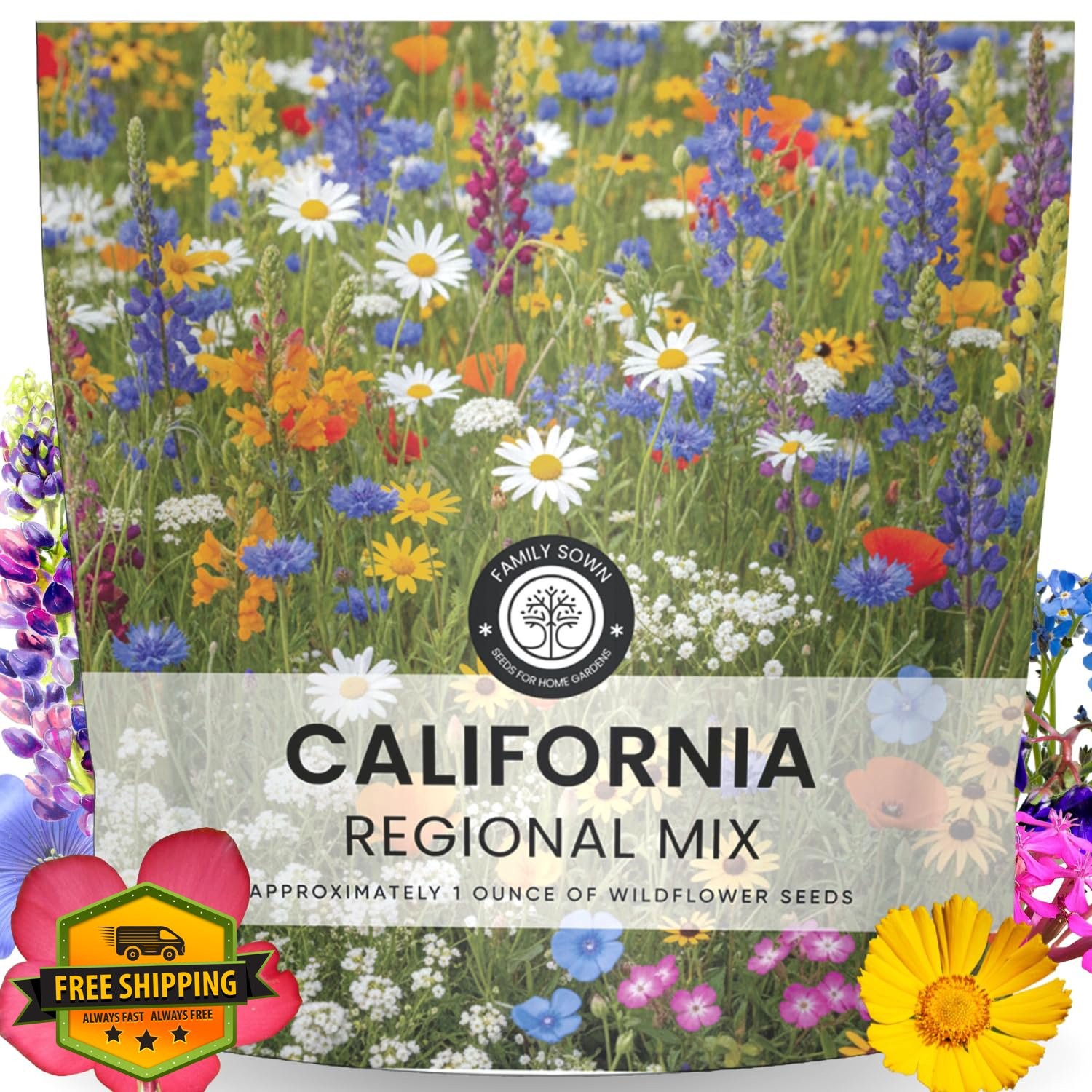 California Regional Mix Flower Seeds 1 Ounce Pouch 19000 Seeds 2026 Season