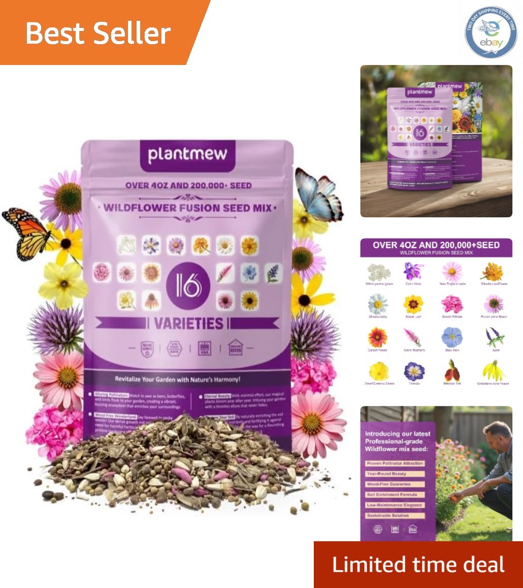 High Germination 4oz Wildflower Seed Mix – Supports Bees, Birds, and Butterflies