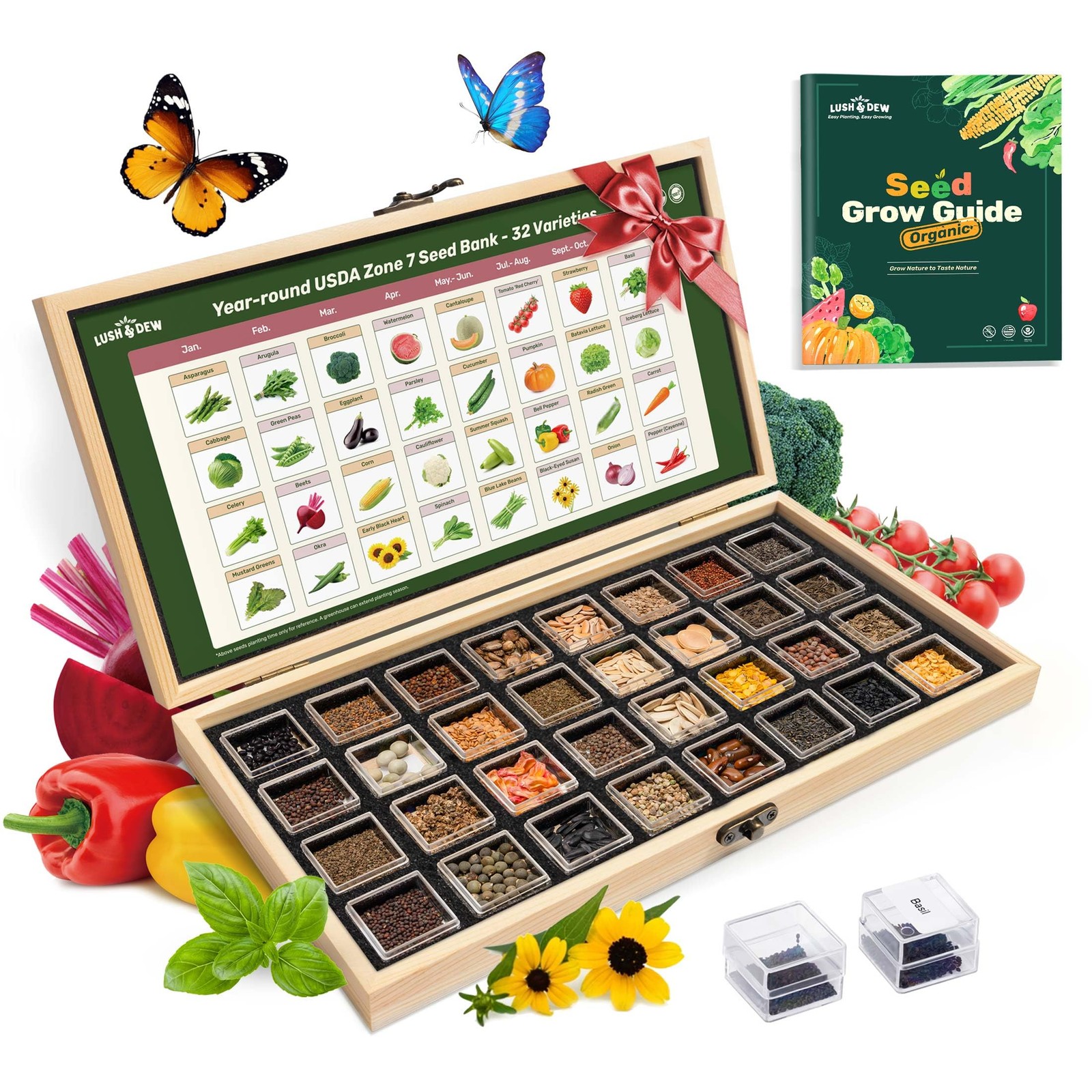 Lush&Dew Year-Round Zone 7 Bank, Gift for Mom Dad, 32 Varieties Non-GMO Heirl…