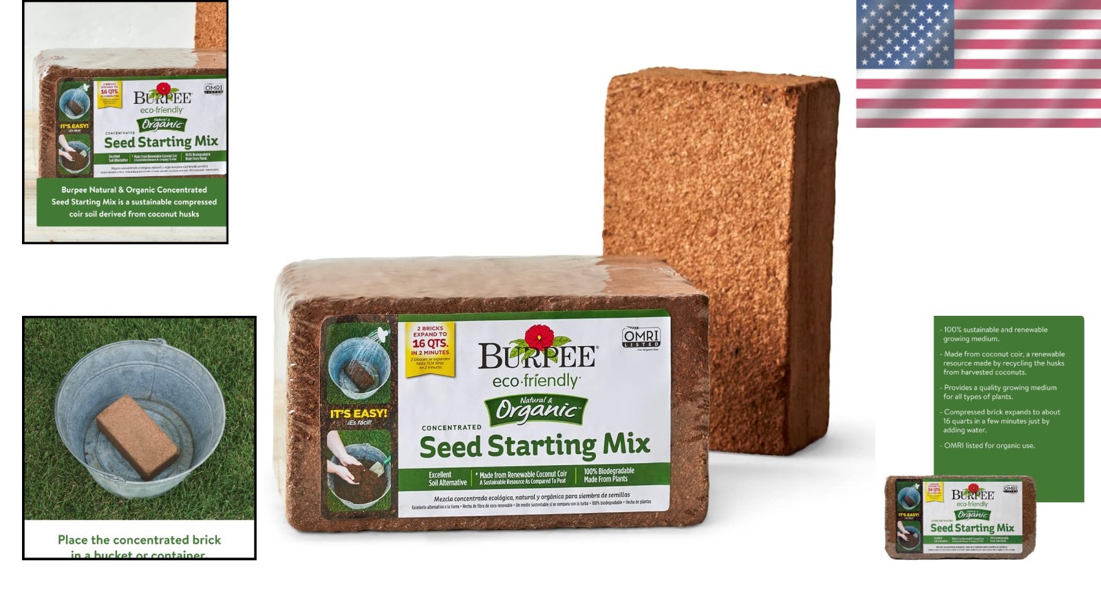 Organic Coconut Coir Seed Starting Mix, 16 Quart – Expandable & Eco-Friendly