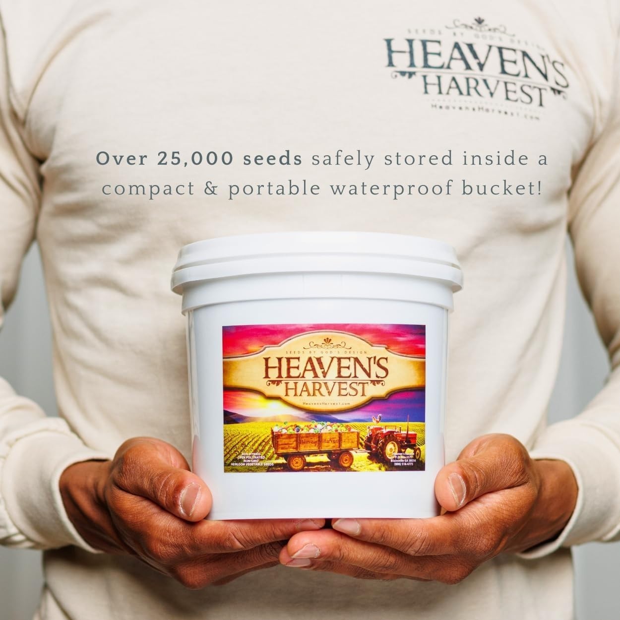 Heaven’s Harvest 10- Survival Seed Bank Kit – 25K+ Heirloom Vegetable Seeds