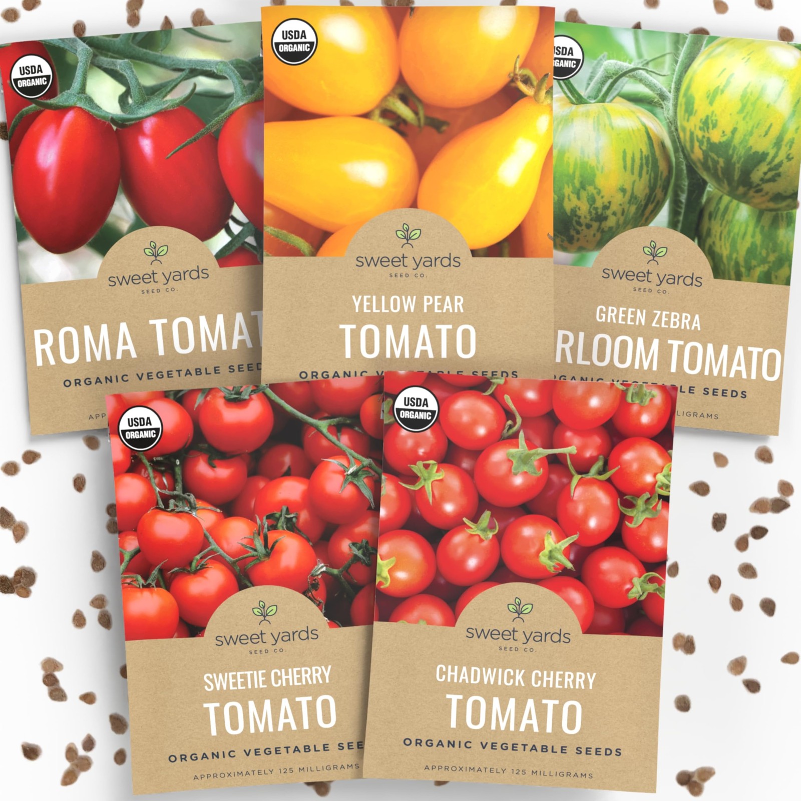 Organic Cherry Tomato Seeds Variety Pack 5 Individual Packs 2026 Season Gr…