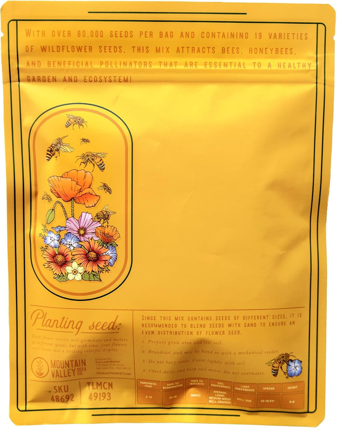 Wildflower Seeds Bulk, 2 Oz. 80,000+ Seeds – save the Bees Mix with 19 Non-Gmo V
