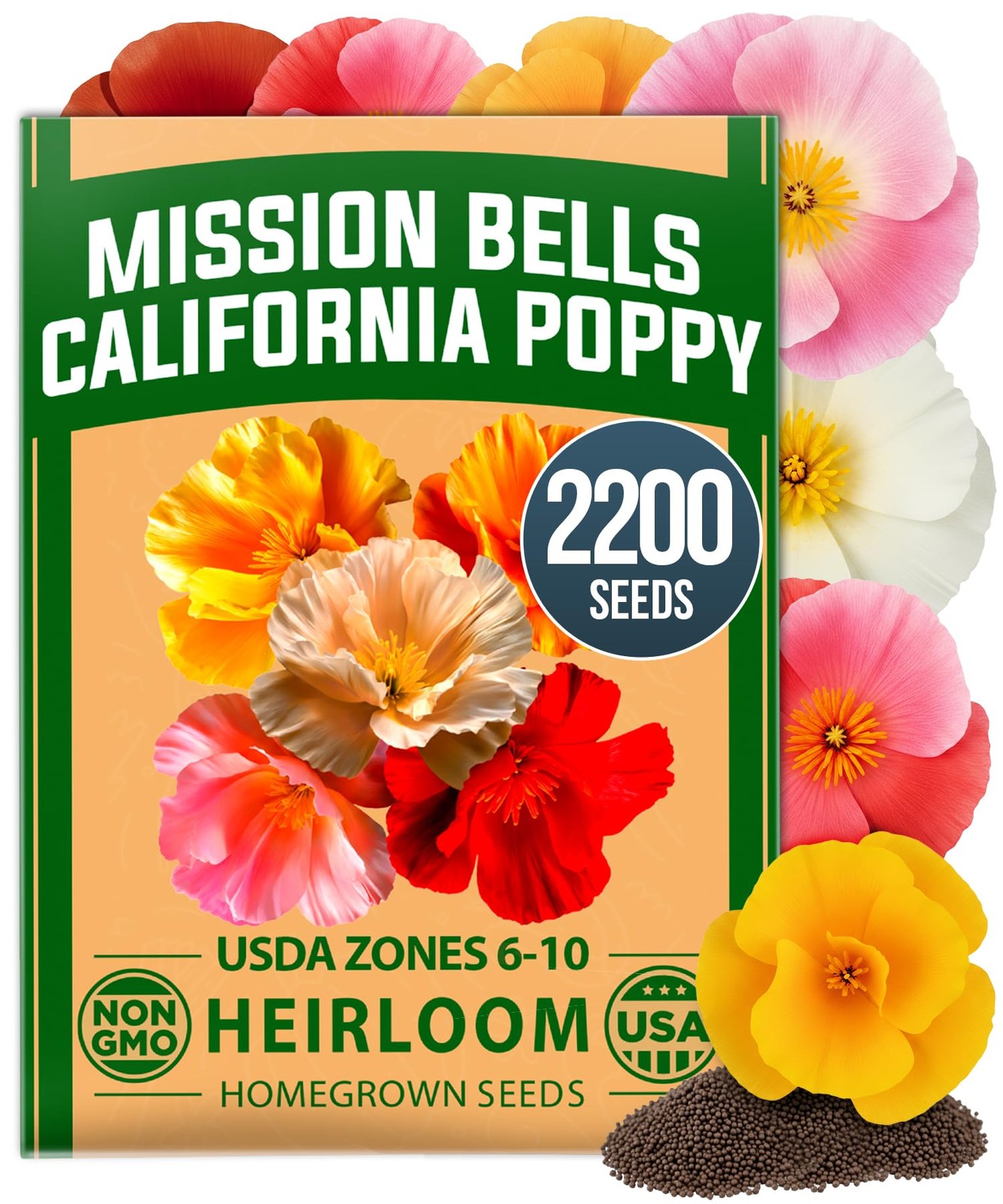 California Poppy Seeds 2200 DroughtTolerant Flower Seeds for Sunny Gardens
