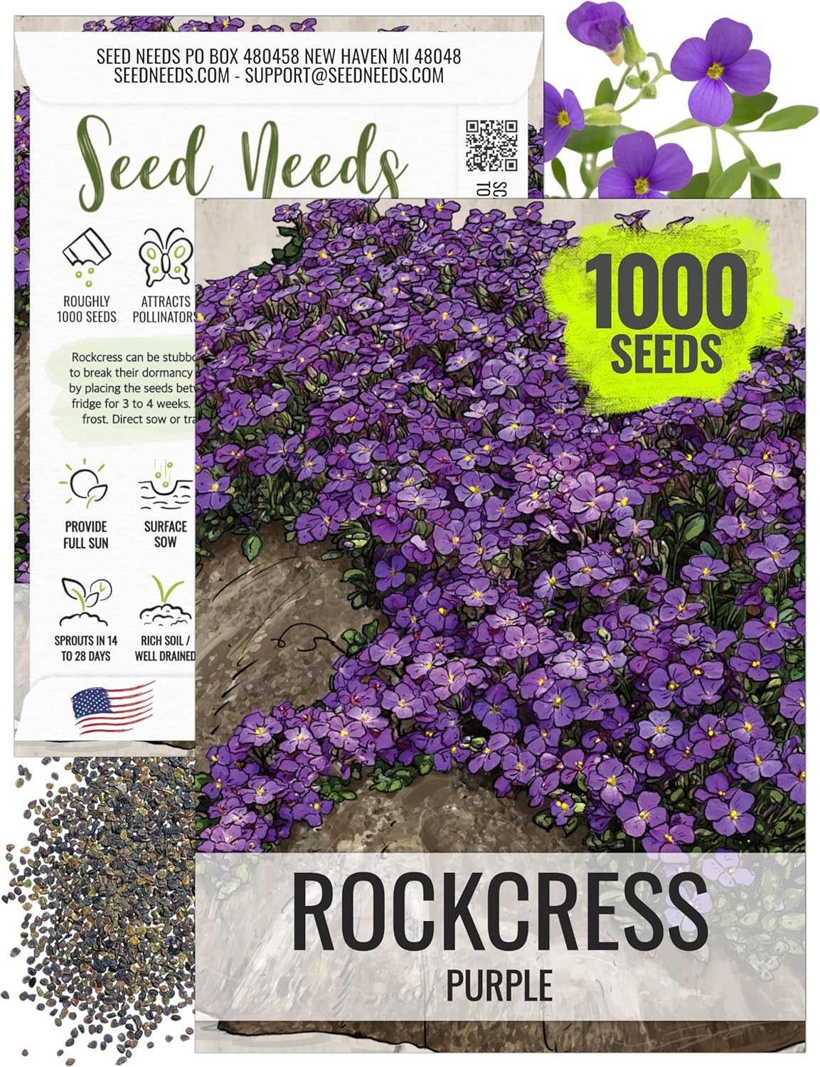 Vibrant Purple Rockcress – Perennial Flower Seeds – Easy Grow for Rock Gardens
