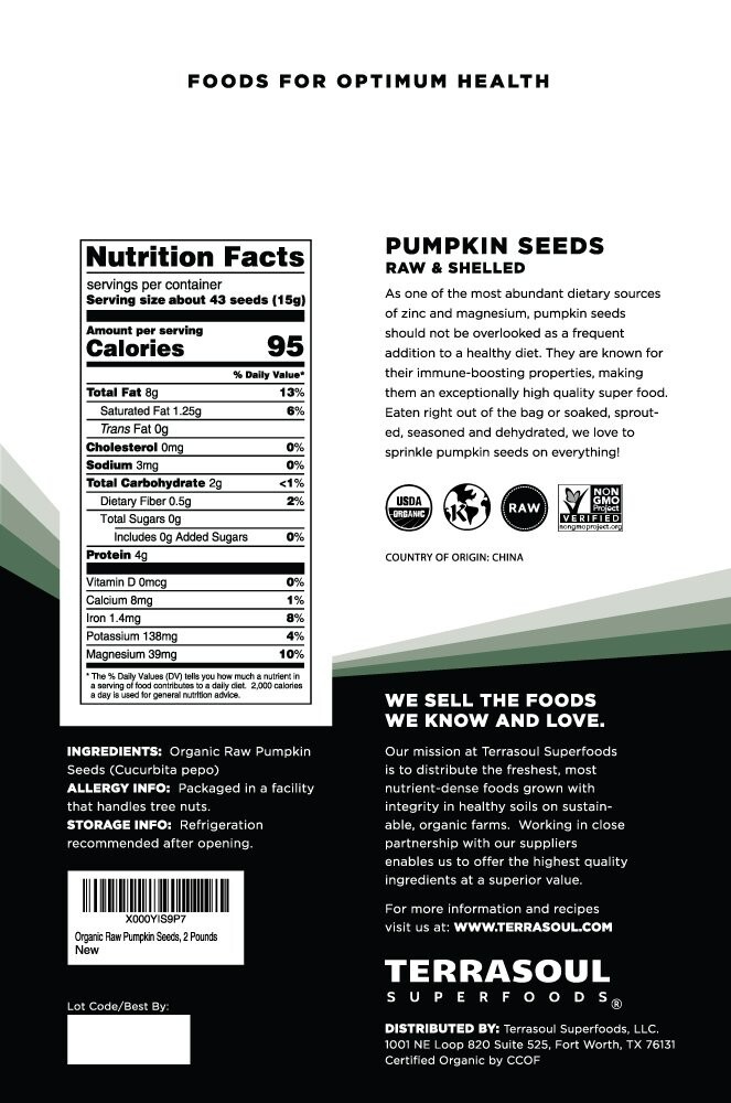 2 Lbs Organic Pumpkin Seeds – Raw, Gluten-Free, Unsalted for Healthy Living