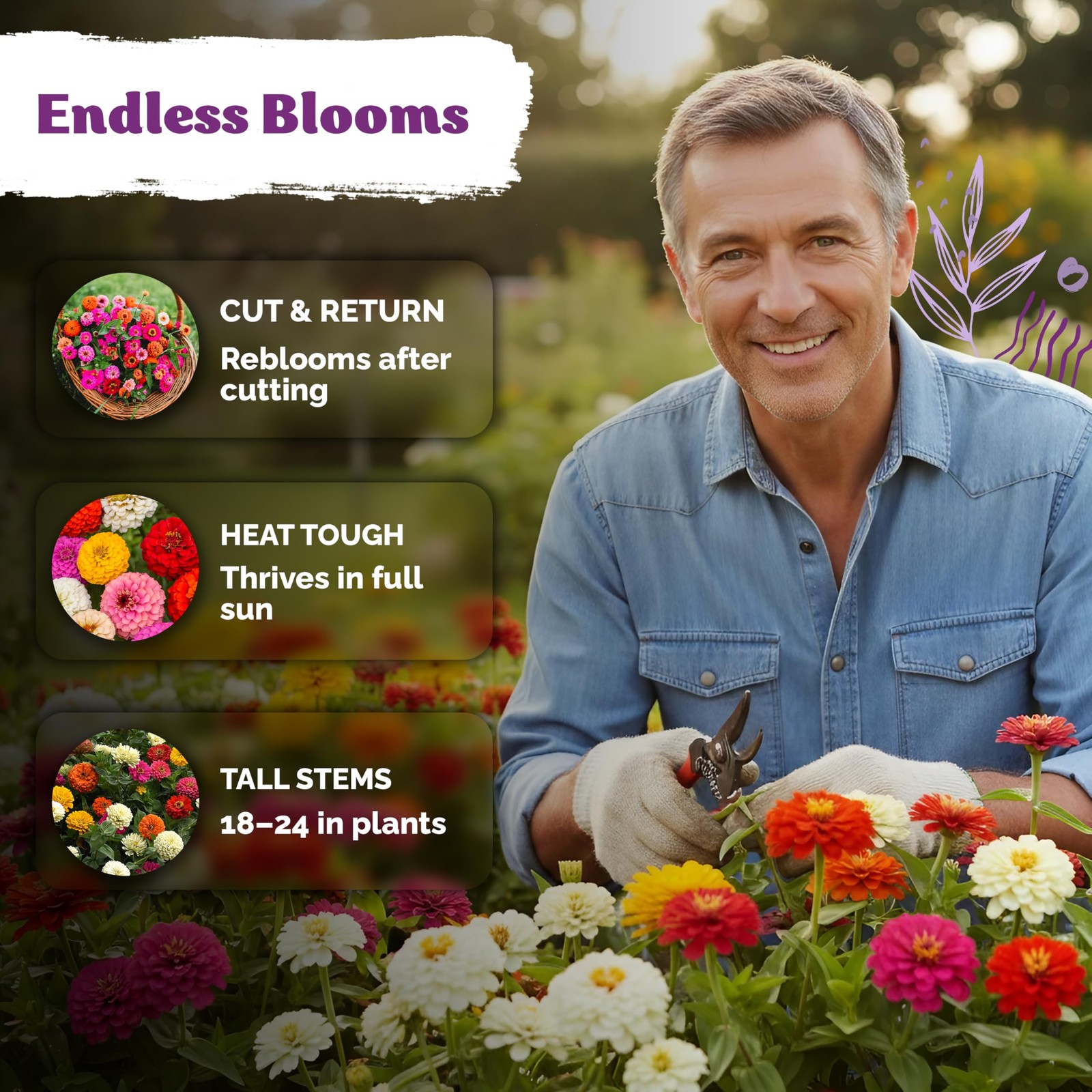 KVITER 550 Cut and Come Again Zinnia Seeds for 2025 (Zinnia elegans)