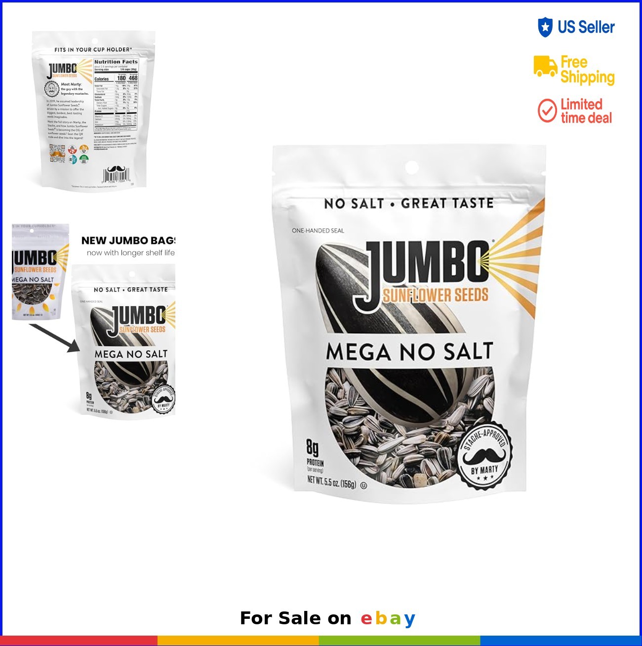 Sunflower Seeds No Salt 5.5 Ounce Pack of 12 Roasted Low Sodium Snack
