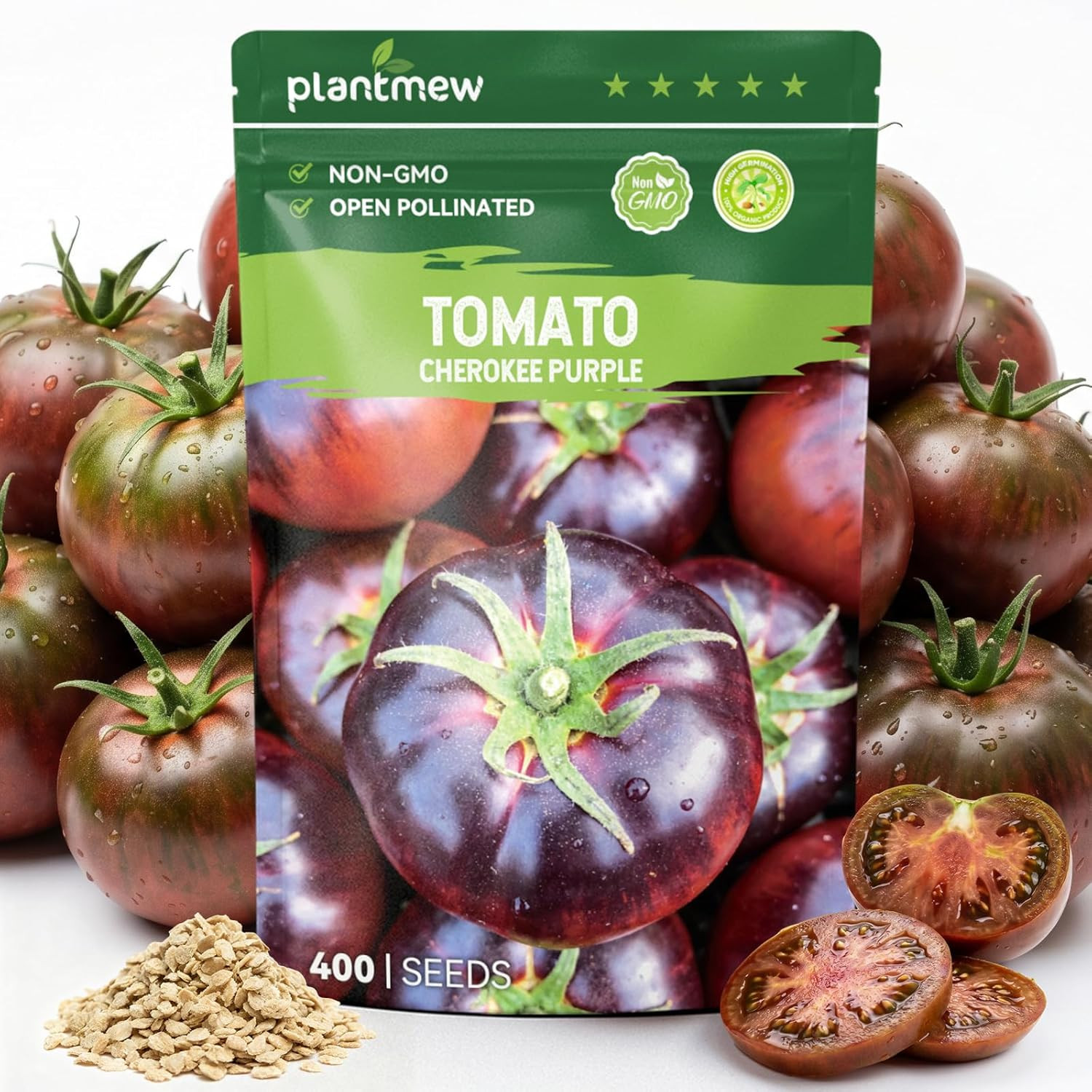 400 Heirloom Cherokee Purple Tomato Seeds for Planting – Unique Dark Purple Beef