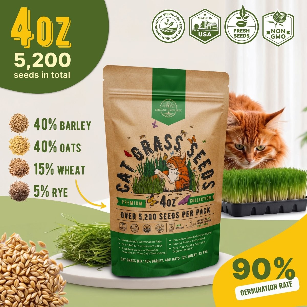 Cat Grass Seeds Mix 4 oz