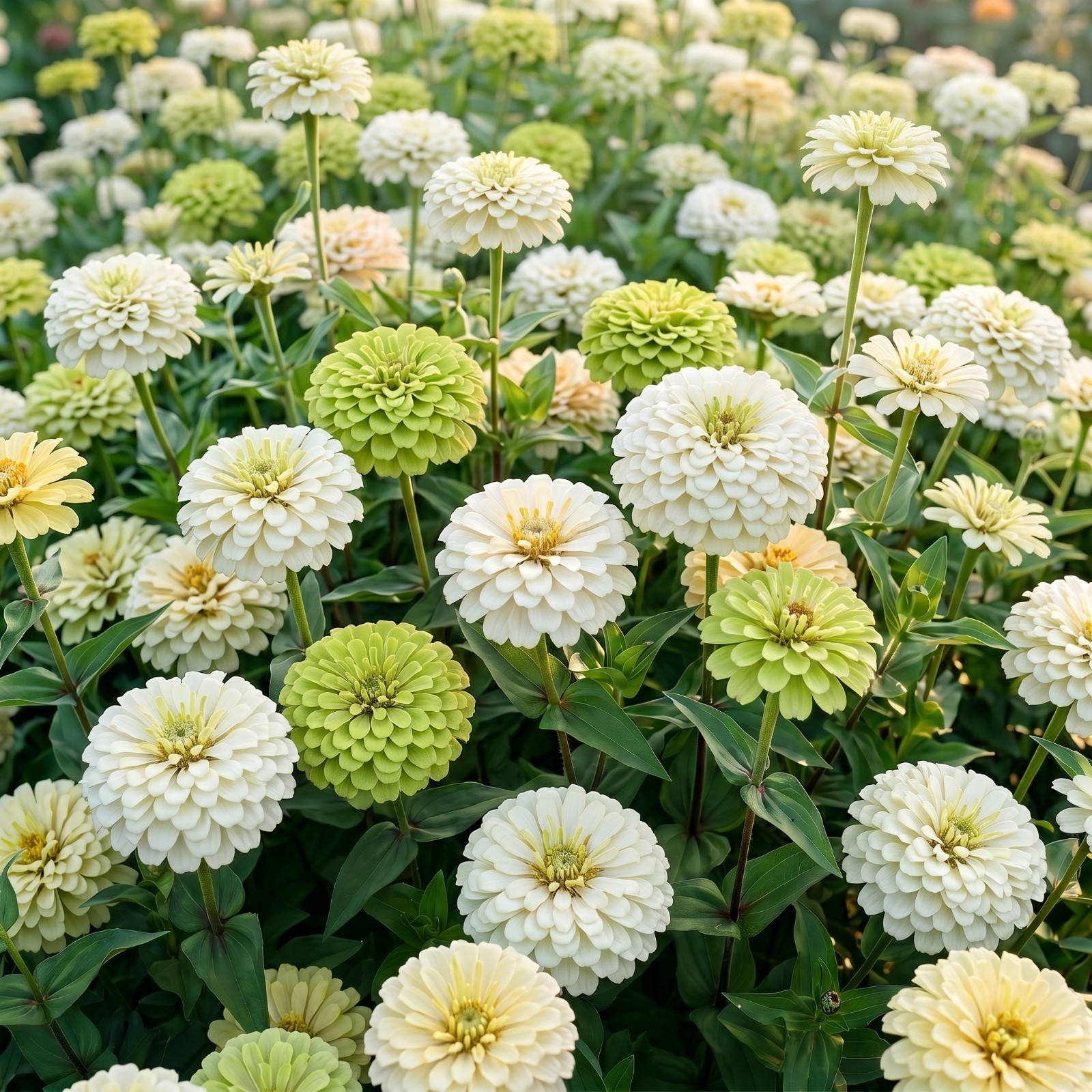 Zinnia GIGANTICA IVORY & LIME Modern Wedding Mix Huge Double Blooms 50 Seeds!