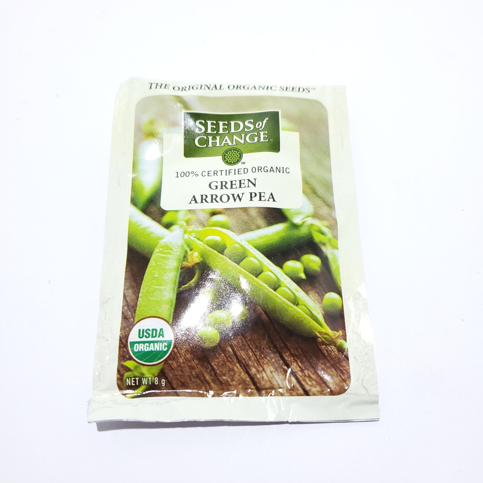 Seeds of Change Organic (2025) – 1pk 8g Green Arrow Pea Garden Seed