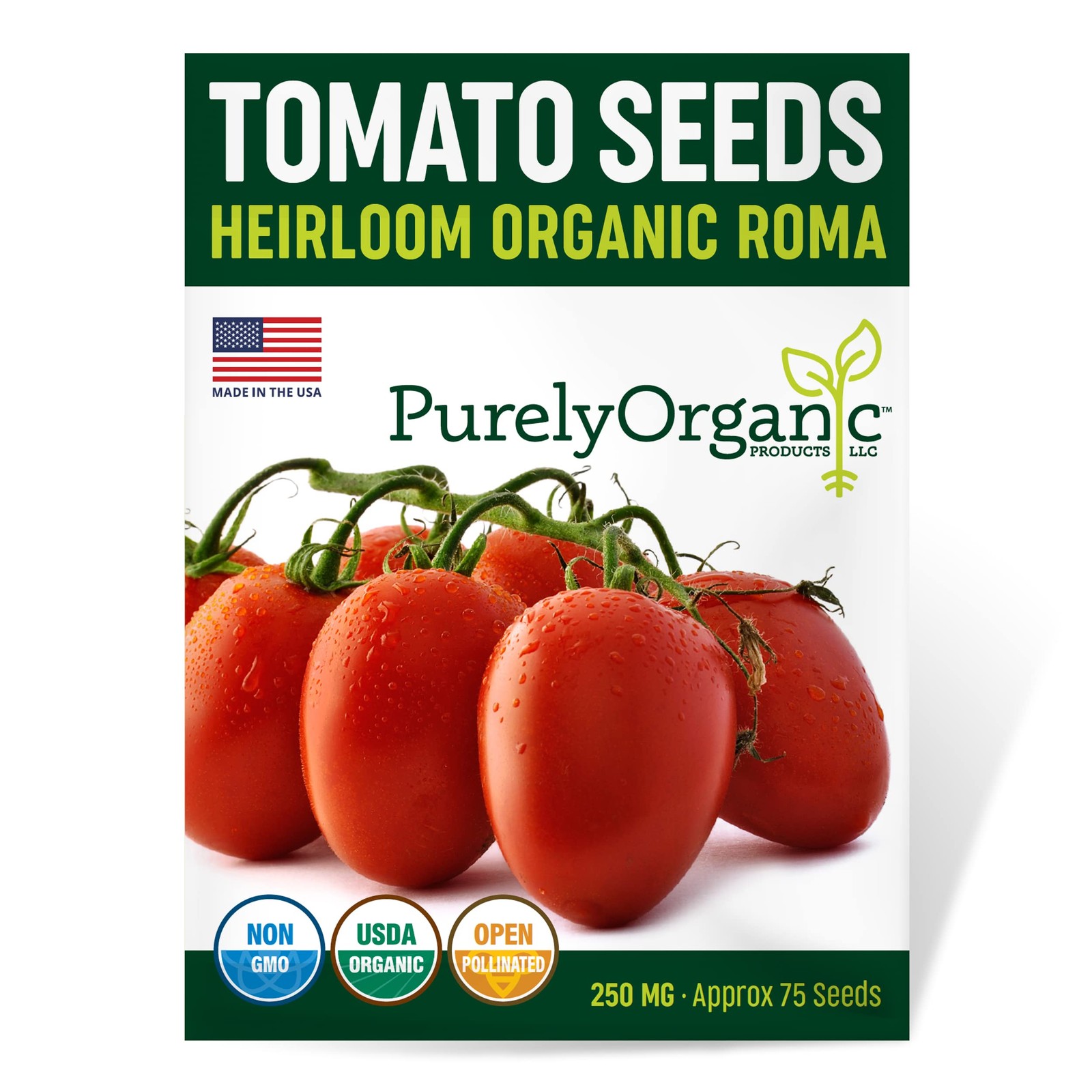 Organic Tomato Seeds Roma Approx 75 Seeds USDA Organic, NonGMO, Open Pollin…
