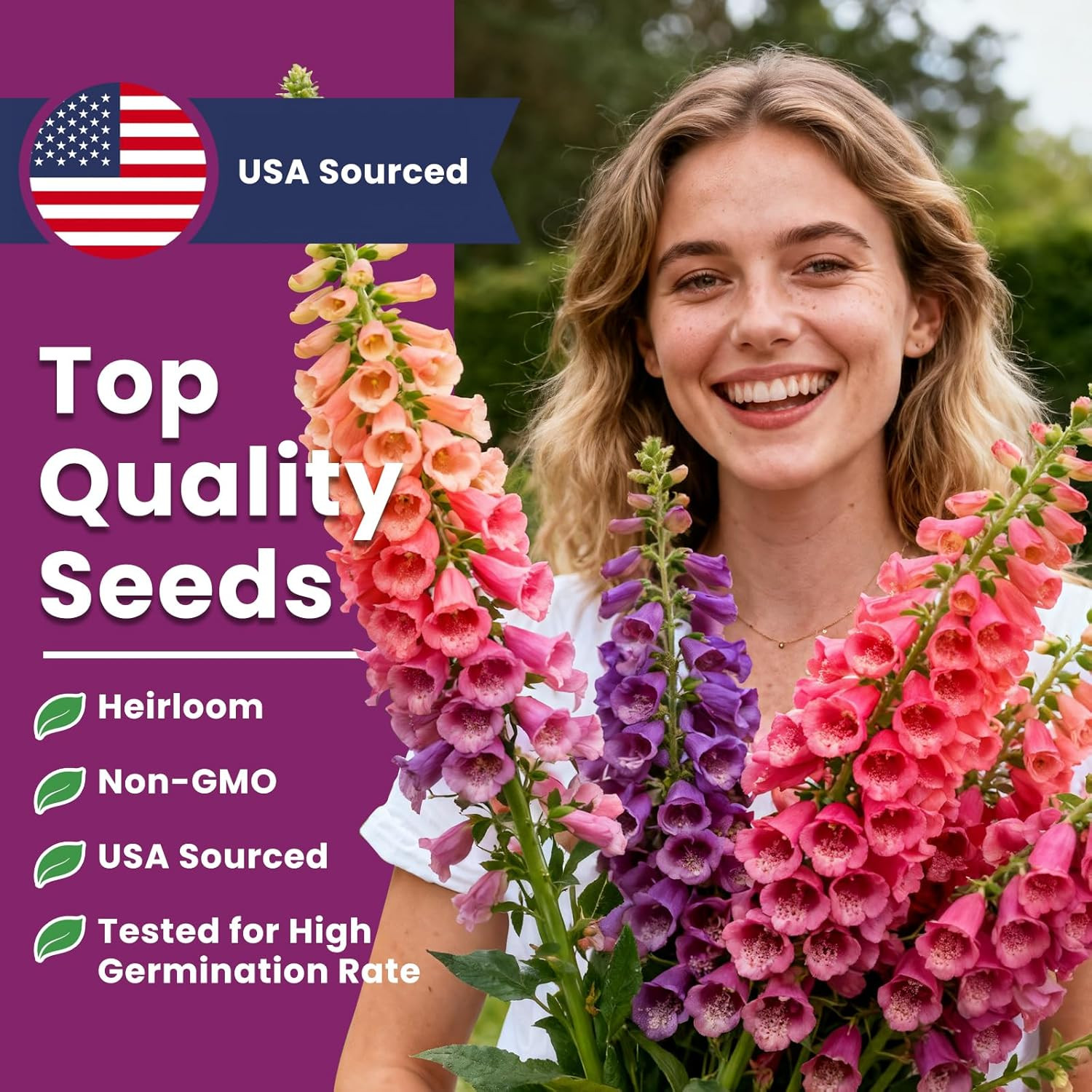 Mixed Colors Foxglove Seeds (200,000+) – 0.35 Oz Bulk Pack for Home Gardening, T
