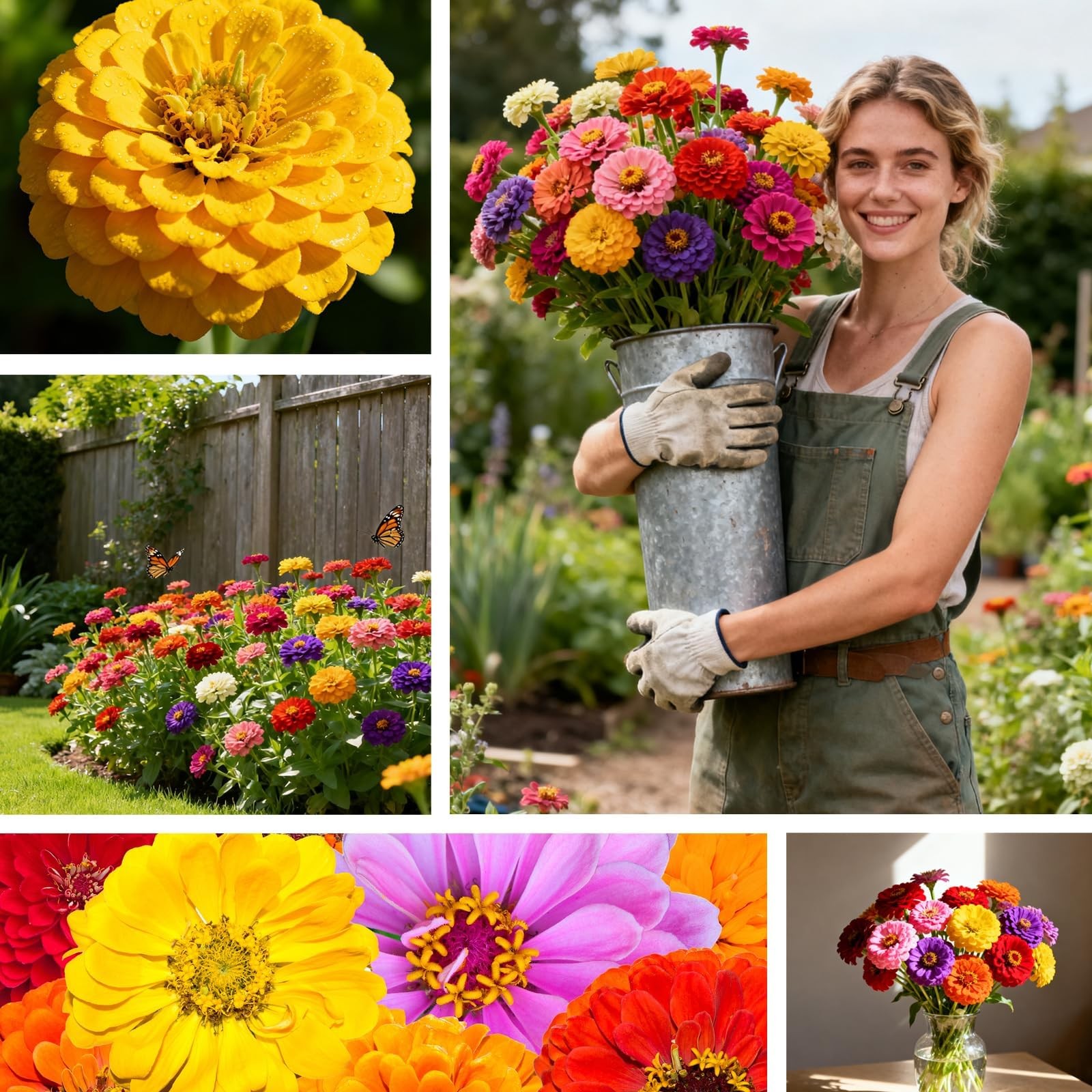 1000+ Zinnia Dahlia Seeds Flower Seeds for 2026 Planting, 0.35 Oz, 5 Varieties