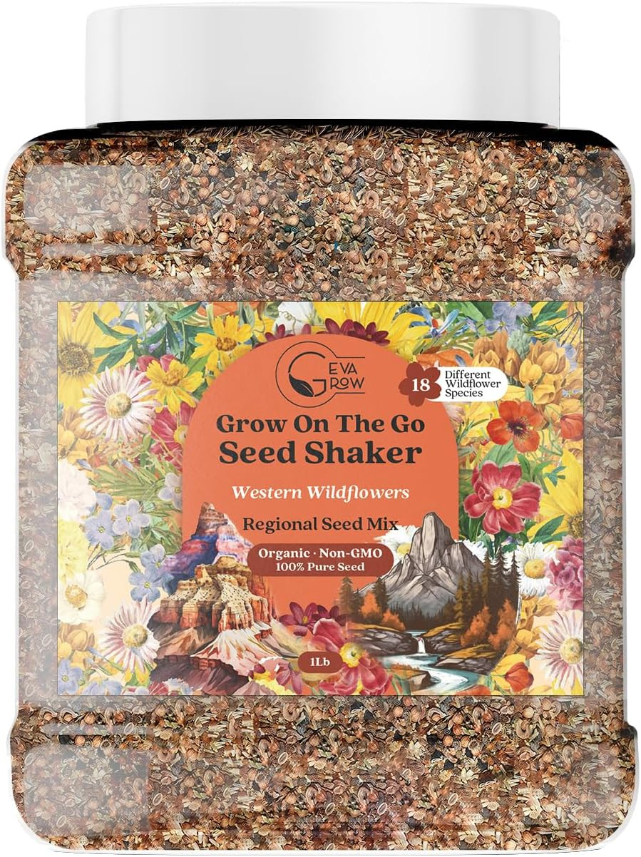 Organic Wildflower Seeds Mix – 18 Varieties, 1LB Non-GMO Tub